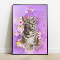 Portrait personnalisé - Style floral doré 