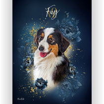 Portrait personnalisé - Style floral doré exclusif 