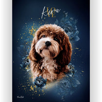 Portrait personnalisé - Style floral doré exclusif 