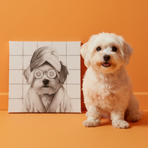Portrait personnalisé de votre animal de compagnie dans la salle de bain avec des tranches de concombre