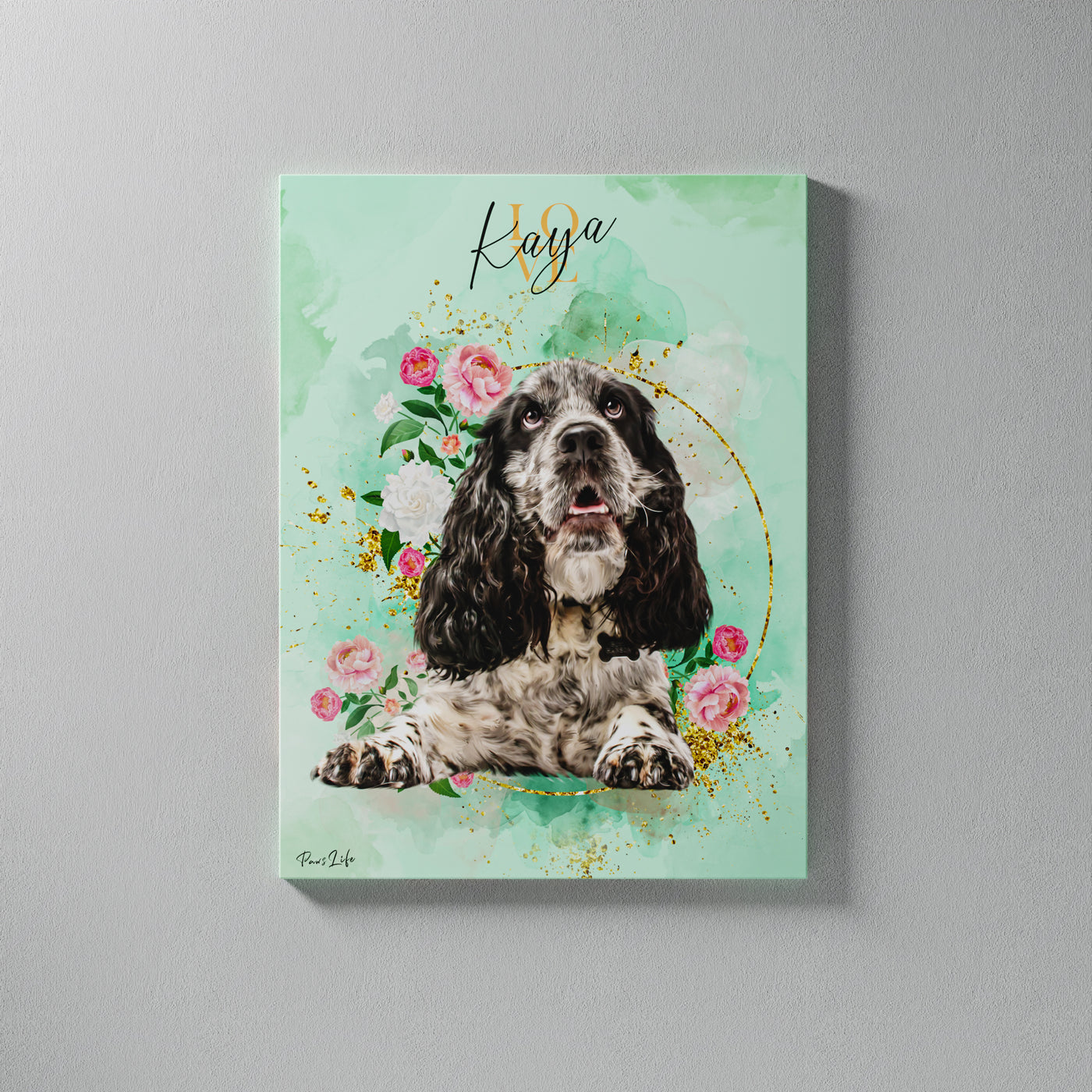 Portrait personnalisé - Style floral doré 