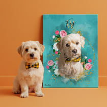 Portrait personnalisé - Style floral doré 