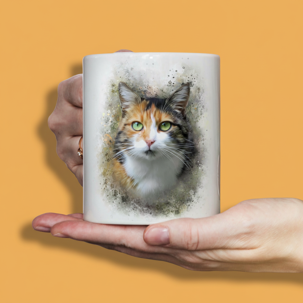 Mug personnalisé avec portrait – Style aquarelle