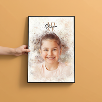 Poster portrait personnalisé – Style aquarelle