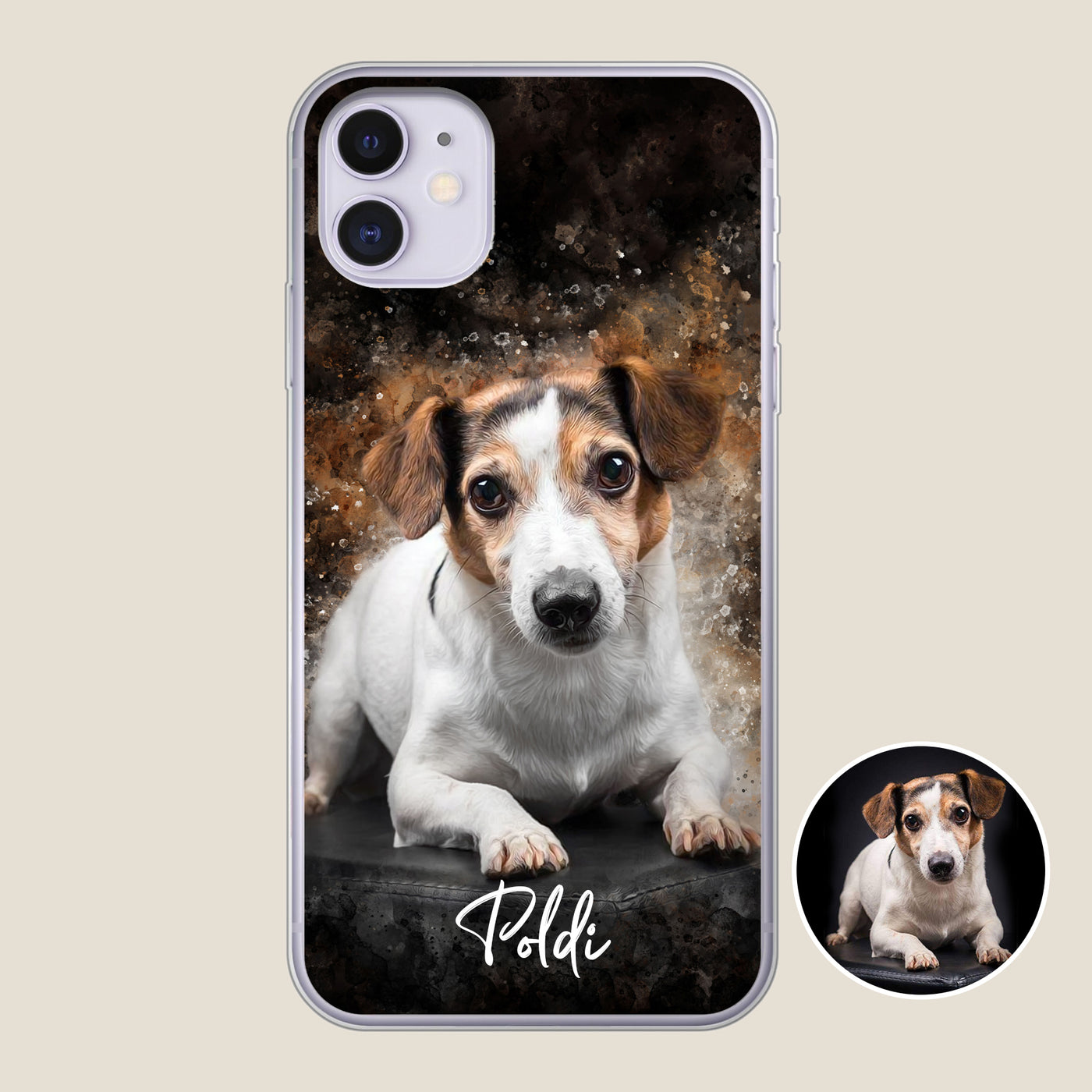 Coque de téléphone personnalisée avec portrait – Style aquarelle 