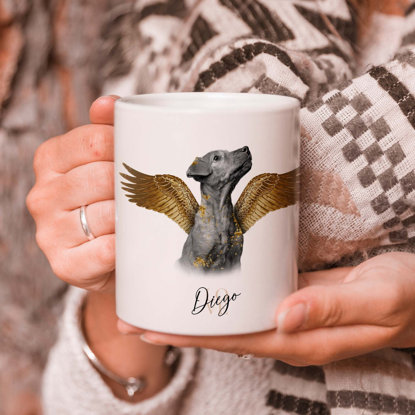 Mug personnalisé avec portrait – Style Ange d'or